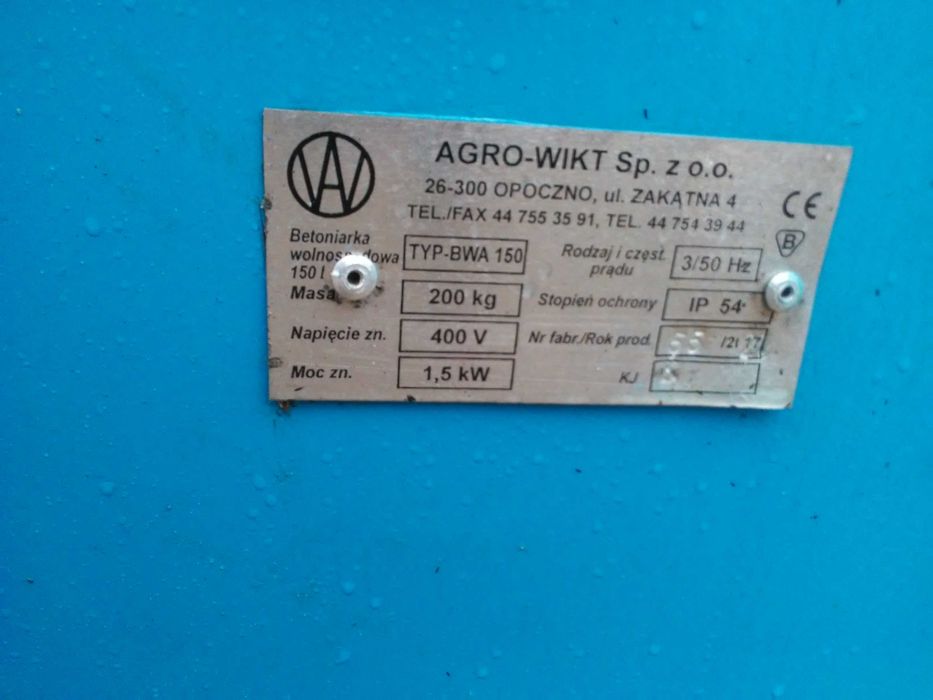 Betoniarka 150 L Roboczej "Nowa"2022r