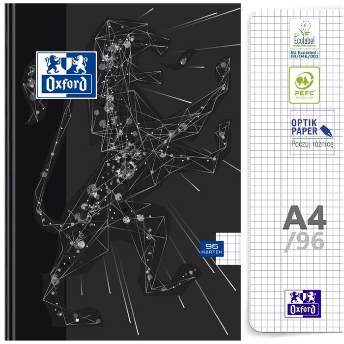 Brulion Twardy A4/96K Oxford Esse  Kratka Margines Czarny