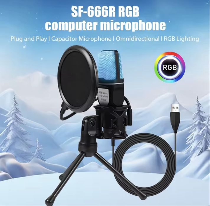 USB-микрофон RGB микрофон конденсатор проводной игровой микрофон