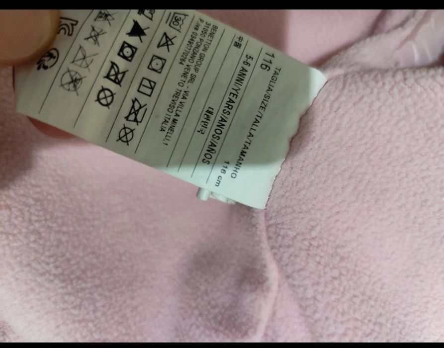 Casaco Benetton Rosa (5-6 anos)