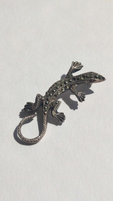 Vintage broszka srebro 925 jaszczurka retro srebrna