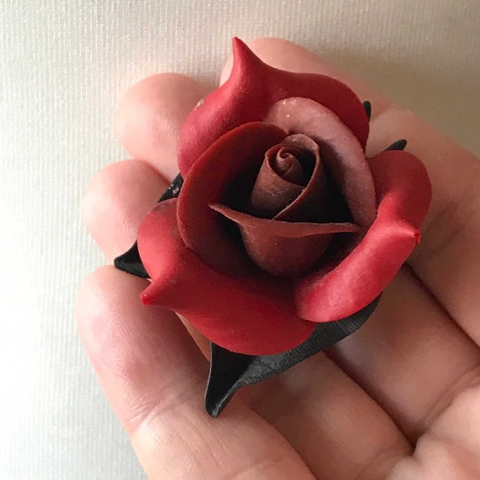 Stara broszka lata 80 czerwona róża brosza  vintage retro