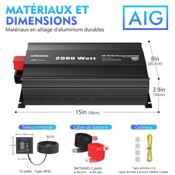 GIANDEL 2000W конвертер 12V 220V модифікований