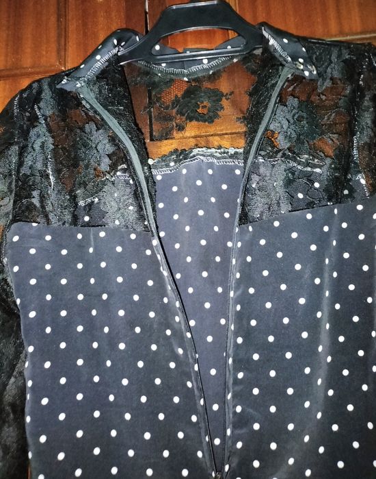 Vestido Preto c/Pintas Brancas