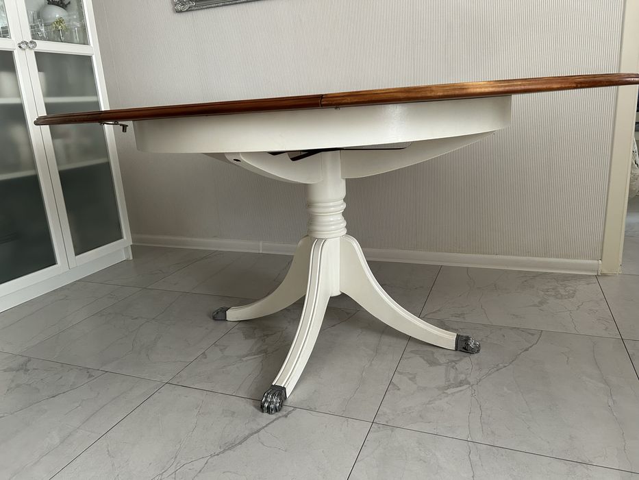 Okrągły stół rozkładany drewniany do jadalni kuchni 113 cm