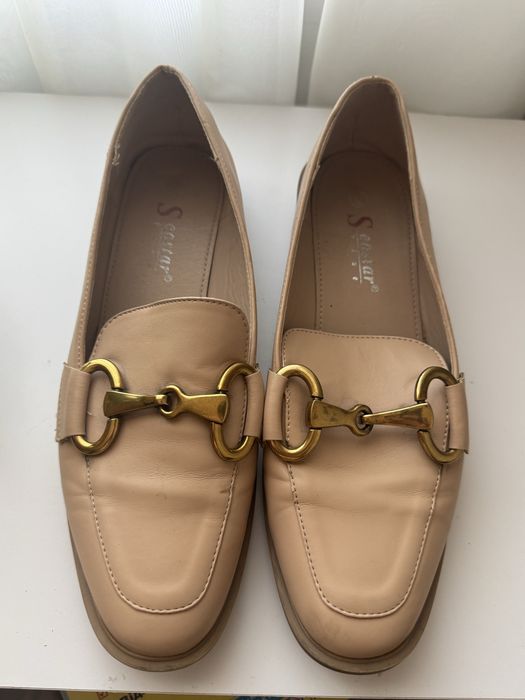 Лофери в стилі gucci туфлі бежеві