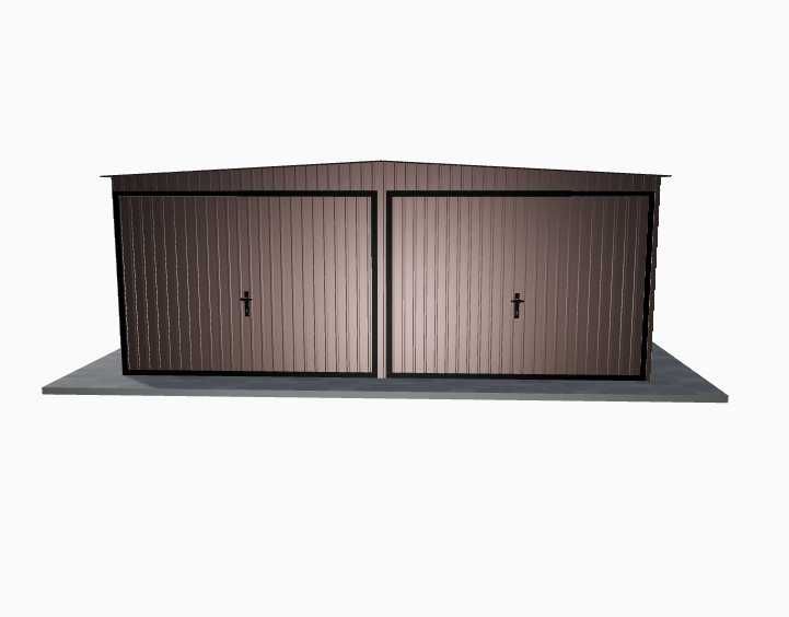 Garaż blaszany 6x6 Brązowy połysk (RAL8017) - podwyższany
