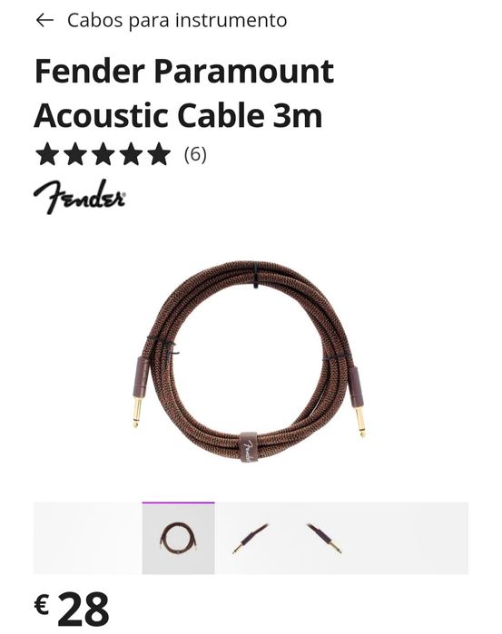Fender Acoustasonic 15 e cabo Fender para guitarra acústica