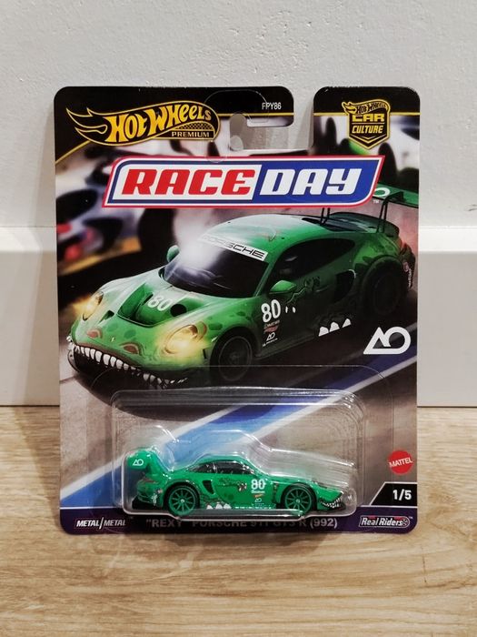 Hotwheels Porsche 911 GT3 R 992 rexy 10台 Model samochodu Hot Wheels zielony kolekcjonerski 1:64 Porsche 911