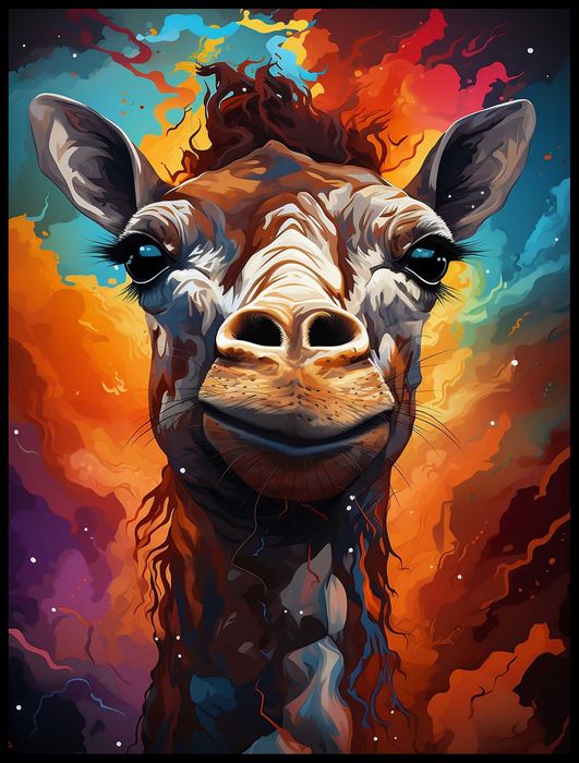 Plakat na Ścianę Obraz ElliveX Żyrafa Abstrakcja Żywe Kolory 50x70 cm