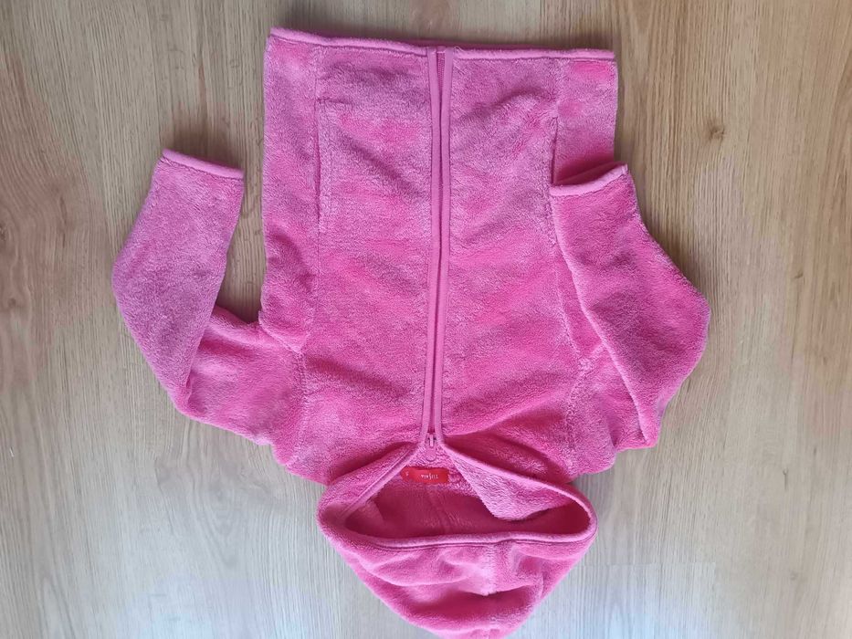 Bluza rozpinana 110 różowa polarowa dziewczęca z kapturem