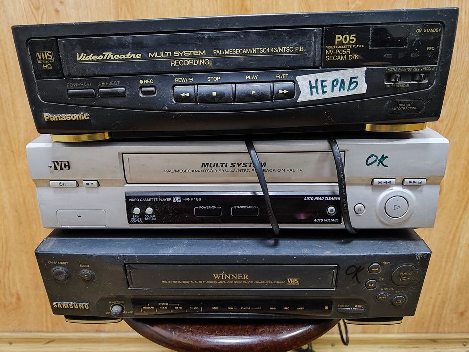 Видео магнитофон видик VHS Samsung svr-11g JVS hr-p186 Panasonic nv-p0