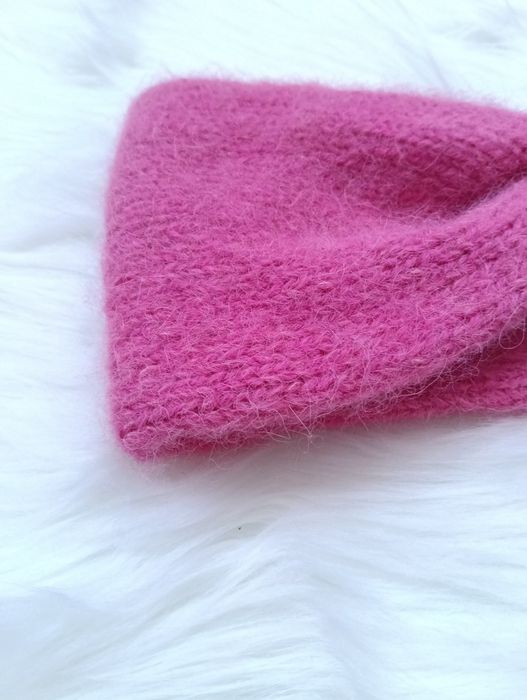 Opaska wełniana handmade wełna alpaka nowa różowa