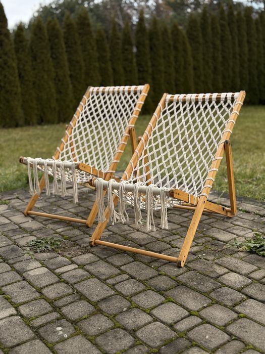 Lezak pleciony ogrodowy/fotel ogrodowy boho