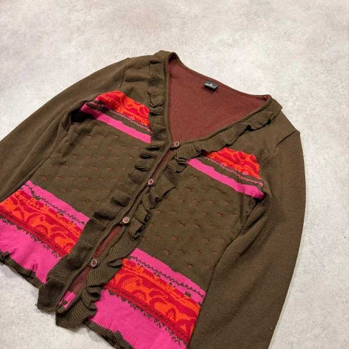 Vintage Sweter Y2K Z Falbankami Patterned Knit Sweater Trendy Japan