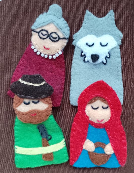 Pacynki filcowe Czerwony Kapturek