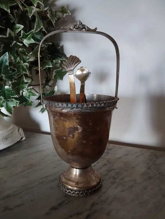 Balde de Gelo Vintage com Banho Prata