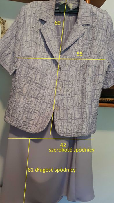 Dwuczęściowa garsonka w kolorze lekki lila wrzos Moda Lex