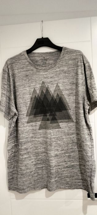Męska koszulka,szara z wzorem geometrycznym,XL