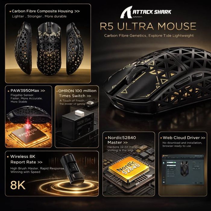 Миша Attack Shark R5 Ultra
