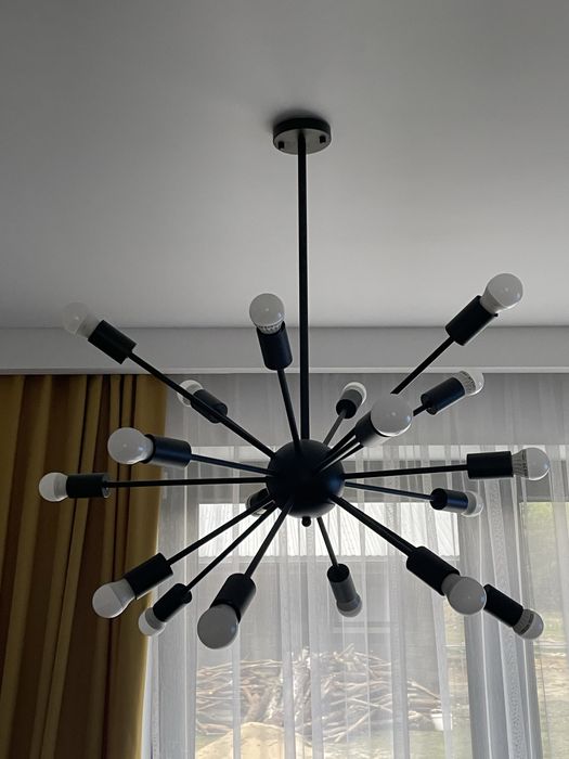 Żyrandol czarny LOFT 18-ramienny