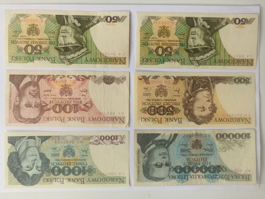 Banknoty prl. niskie numery.