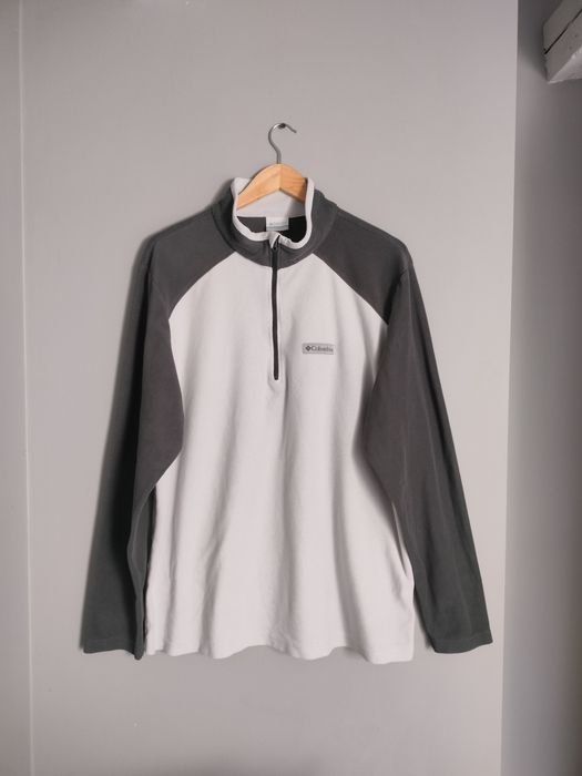 Biało Szary Polar Bluza Half Zip Columbia XL