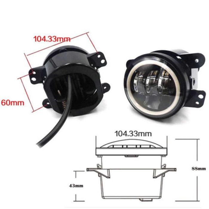 2 Farois de Nevoeiro em Led/Angel Eyes para Carro/Jipe Nº1 | NOVOS