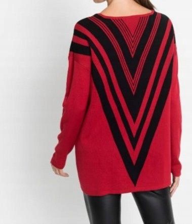 B.P.C bluzka dzianinowa czerwona we wzory 36/38.