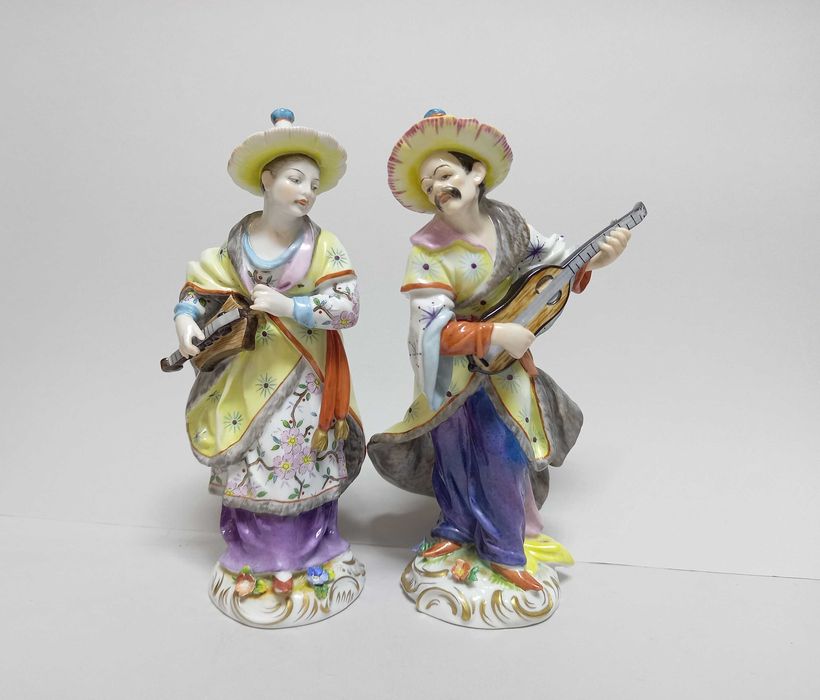 Para chińskich muzyków, figurki Volkstedt, sygnatura po 1945 roku