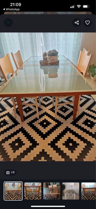 Conjunto mesa jantar 4 cadeiras e 2 capa almofadas