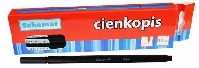 Cienkopis 0,4mm czarny (10szt). Schemat