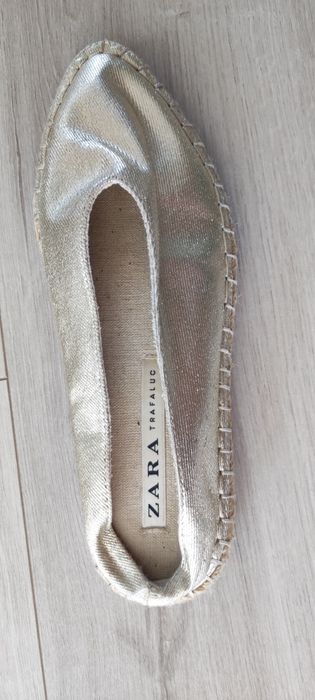 ZARA Złote STYLOWE Espadryle Klapki 38