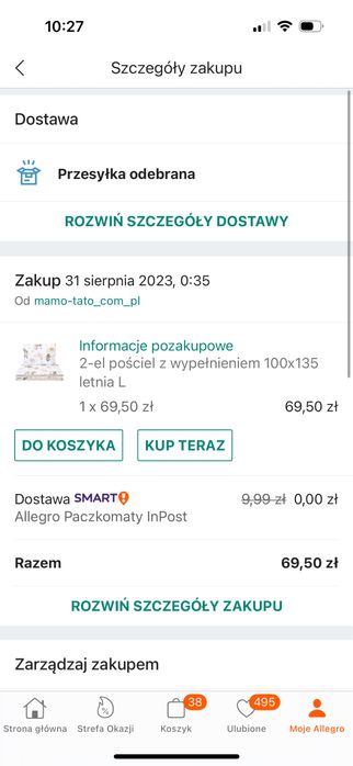 Pościel z wypełnieniem 100*135 letnia