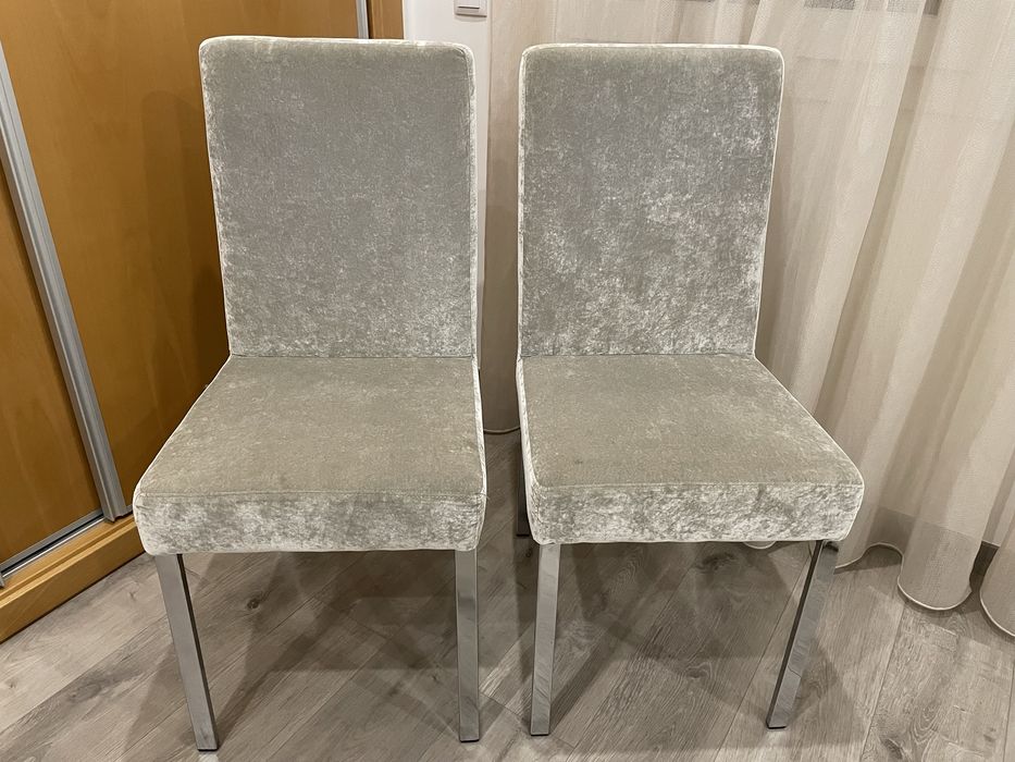 Conjunto 4 cadeiras cinza prata