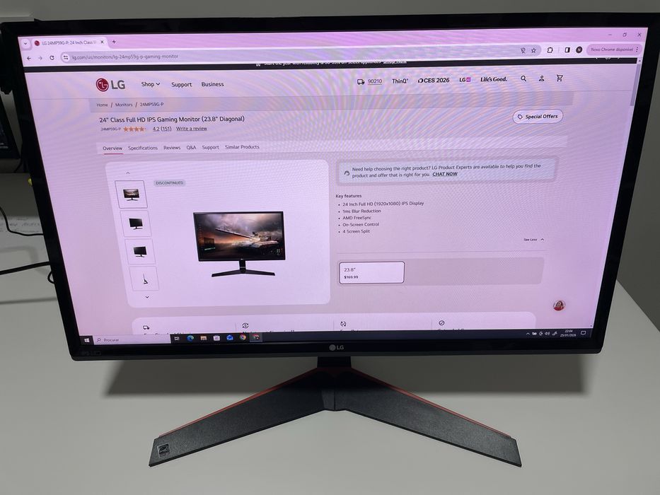 Monitor gaming LG 24MP59G-P + Combo Teclado e Rato Cooler Master