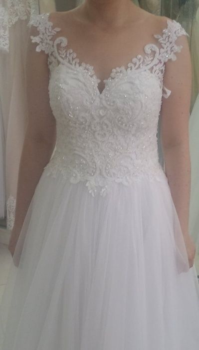 Biała suknia ślubna rozmiar 36/38, 166 cm + 7 cm obcas