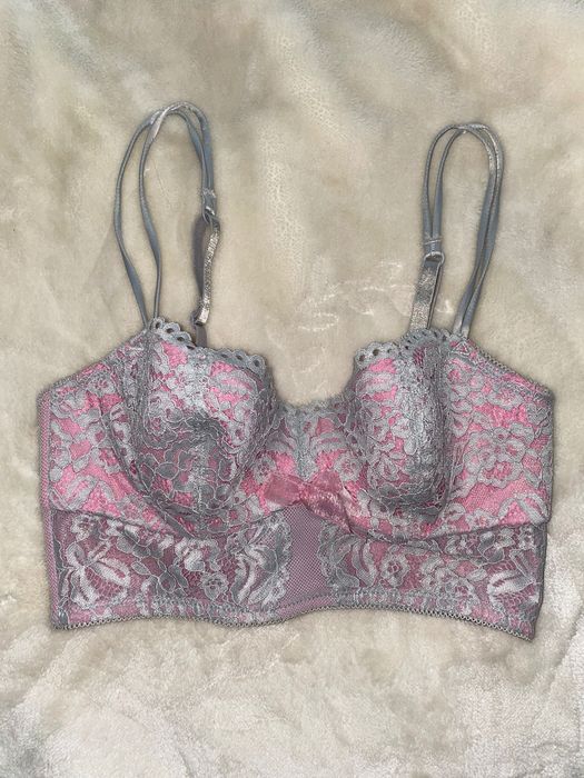 Biustonosz przedłużany push-up b.tempt'd by Wacoal Ciao Bella Longline rozmiar S szaro różowy.