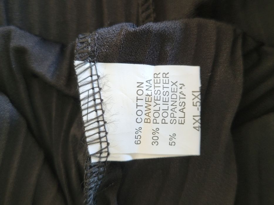 Szerokie spodnie bawełniane z gumką 4XL/5XL czarne plus size