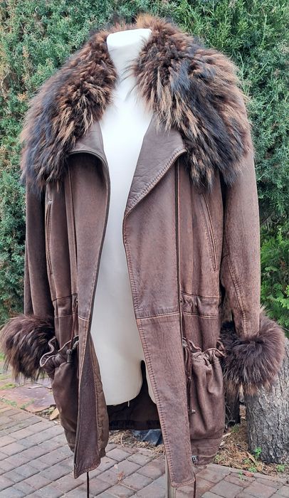 Kurtka skórzana z futerkiem z jenota