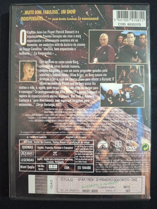 DVD Star Trek Insurreição, Gerações e O primeiro contacto.
