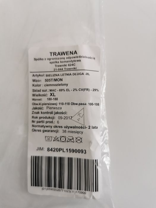 Bielizna letnia długa 505T/MON