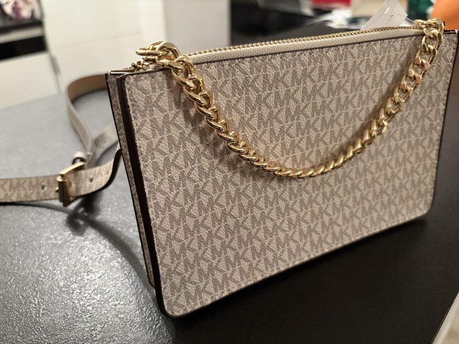 Nerka MK Michael Kors original nowa torebka z paskiem beź brąz mała k