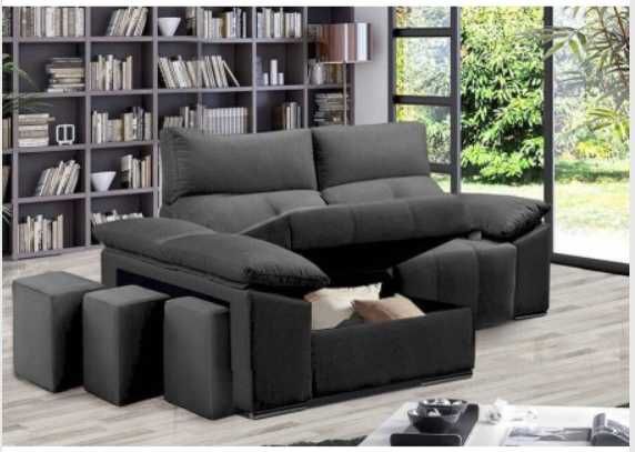 Sofá 1L + Chaise Long c/ Cama King (195x160cm) - Direto do Fabricante de Paços de Ferreira