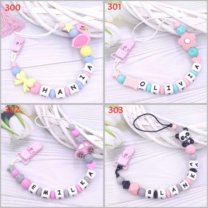 zawieszka do SMOCZKA z imieniem, silikonowe koraliki (dziewczynki)