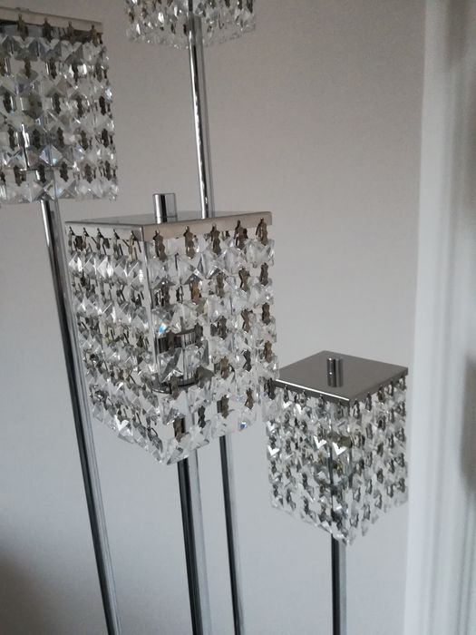 Lampa podłogowa i sufitowa- KOMPLET, Led, kryształy Glamour
