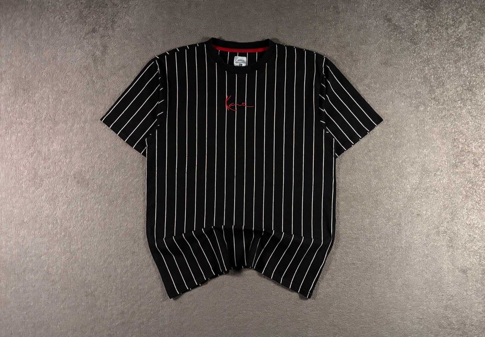 T-shirt Kani XL Czarny Białe Paski Haft Oryginalny Hip Hop Streetwear USA Oryginalny