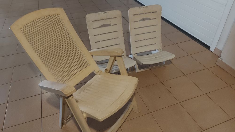 Conjunto 3 cadeiras praia/ jardim em plastico