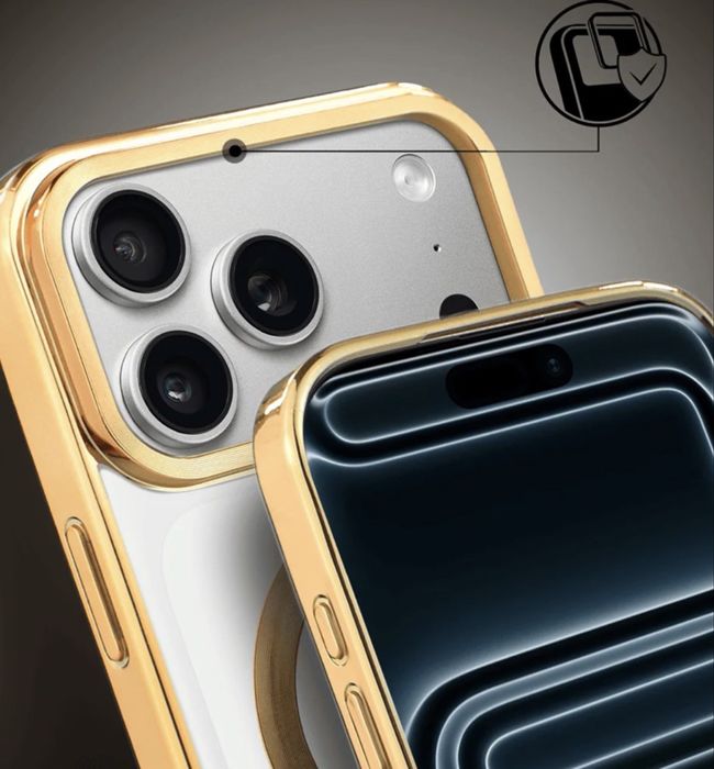Etui do iPhone 17 Pro MagSafe Luxury Protect przeźroczyste, złote