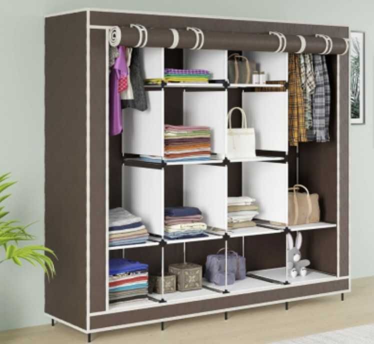 Містка розбірна тканинна шафа органайзер для одягу на 4 секції шкаф